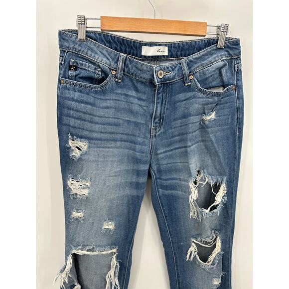 KanCan Women Boyfriend Relaxed Denim Jeans Size 7/27 Distressed Mid Rise STretch - Picture 4 of 10